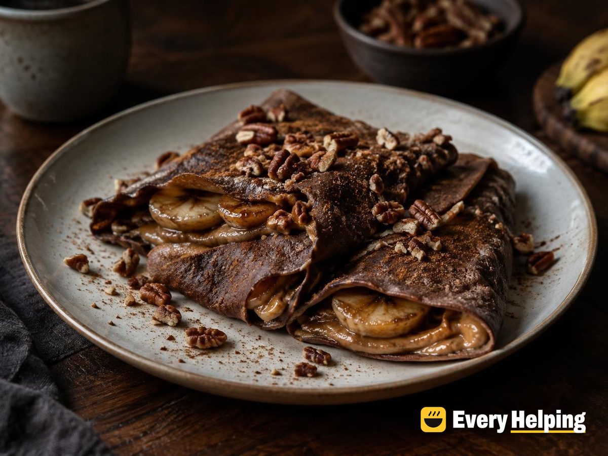 Mocha Banana Crêpes with Almond Butter