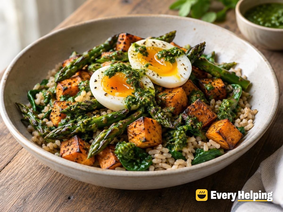 Jammy Egg Brown Rice Bowls with Salsa Verde