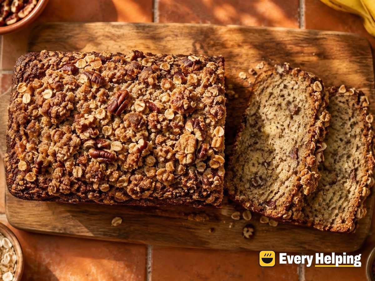 Maple Pecan Oat Crumble Banana Bread