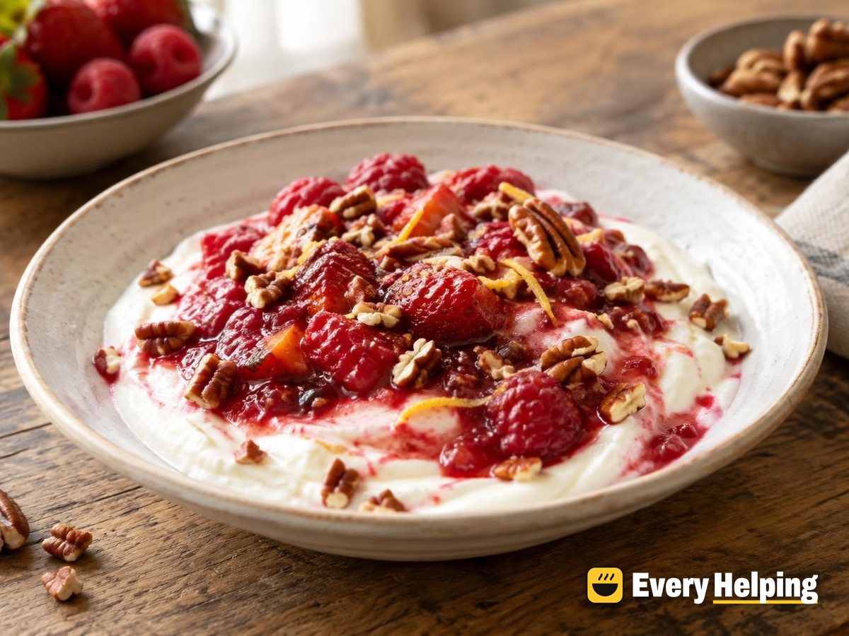 Creamy Skim Yogurt with Ginger Berry Compote