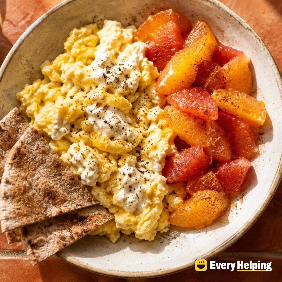 Ricotta-Swirled Scramble with Spiced Citrus