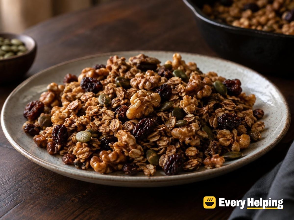 Skillet Cinnamon Raisin Walnut Granola