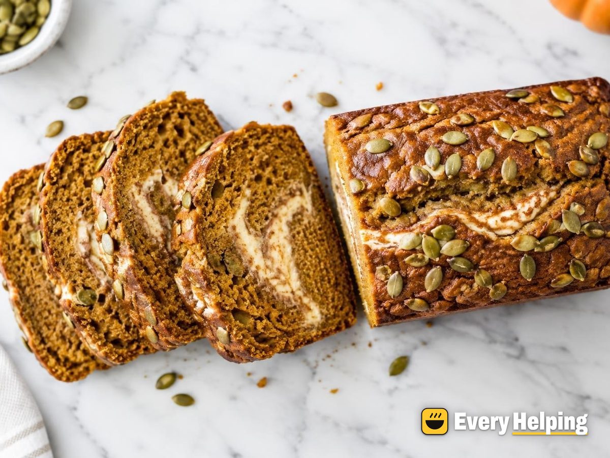 Pumpkin Bread with Cinnamon Cream Cheese Swirl