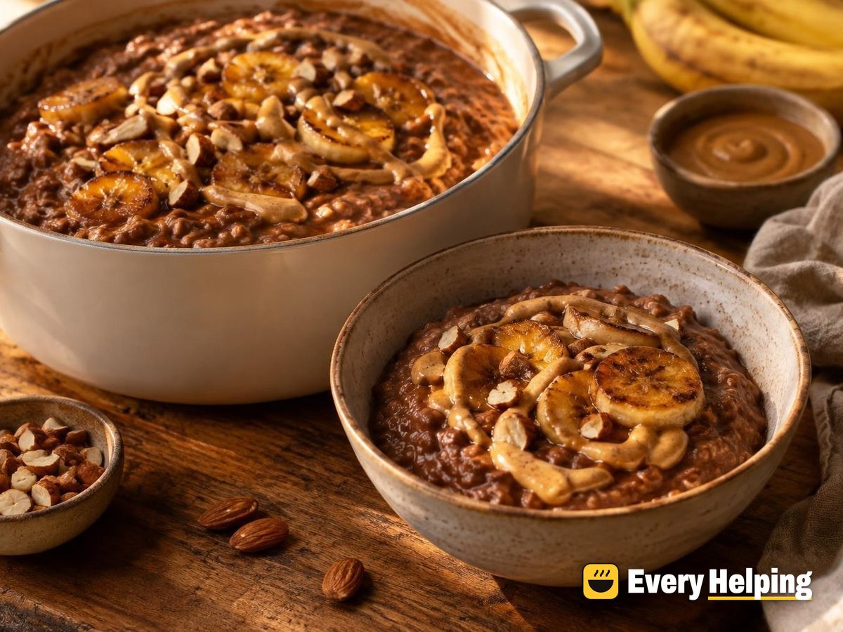Warm Banana Cocoa Almond Milk Porridge