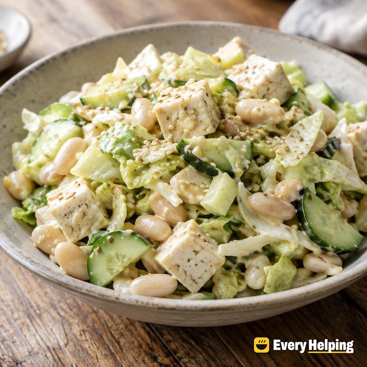 Sesame-Miso White Bean and Tofu Salad