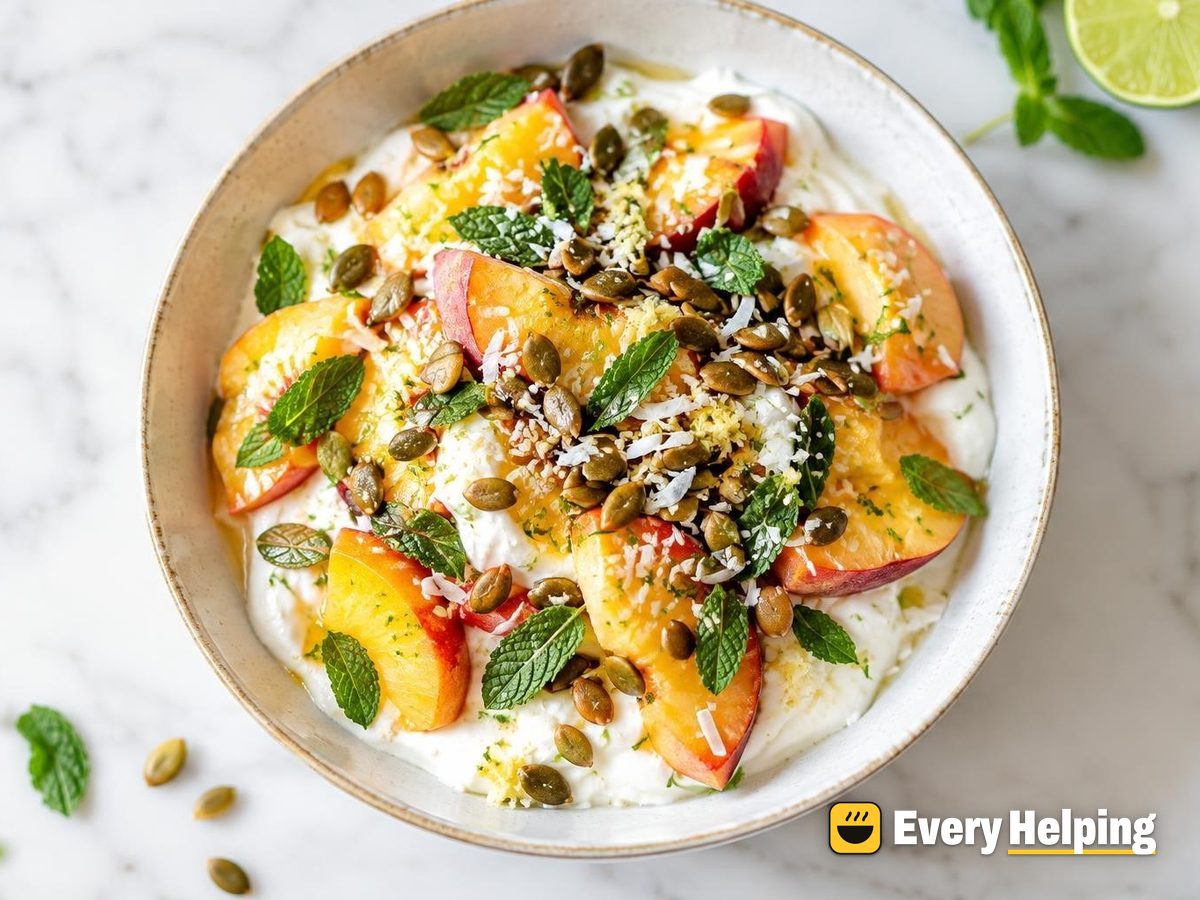 Ginger Lime Peach Parfait with Toasted Pepitas