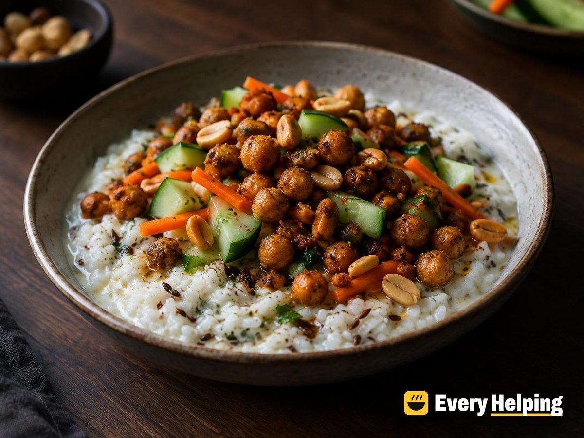 Tempered Yogurt Rice Bowls with Crispy Chickpeas