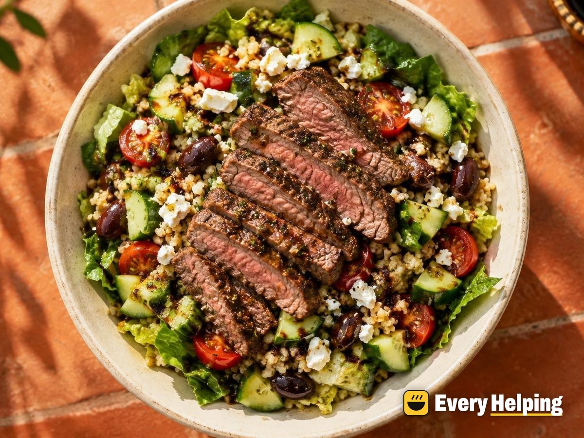 Seared Sirloin Bulgur Salad with Balsamic