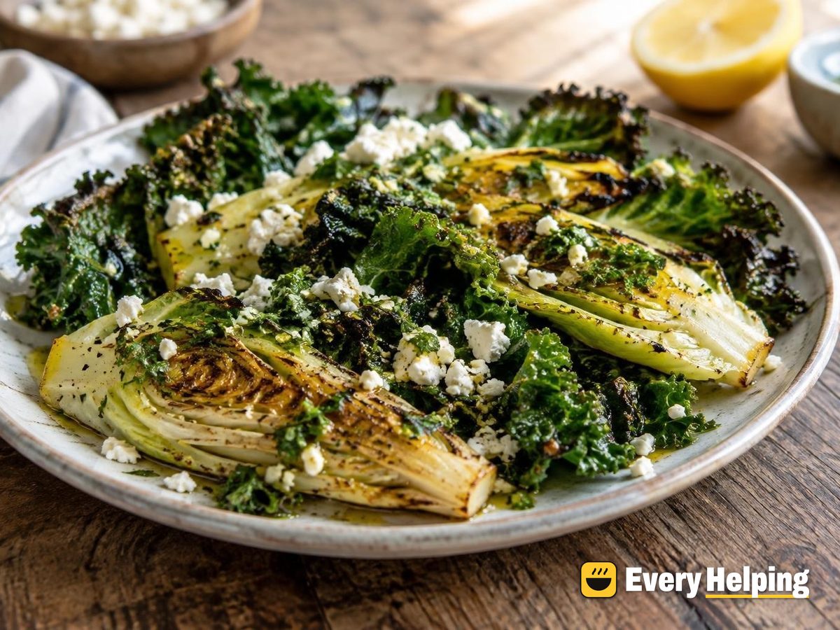 Grilled Kale and Romaine with Garlic-Herb Oil