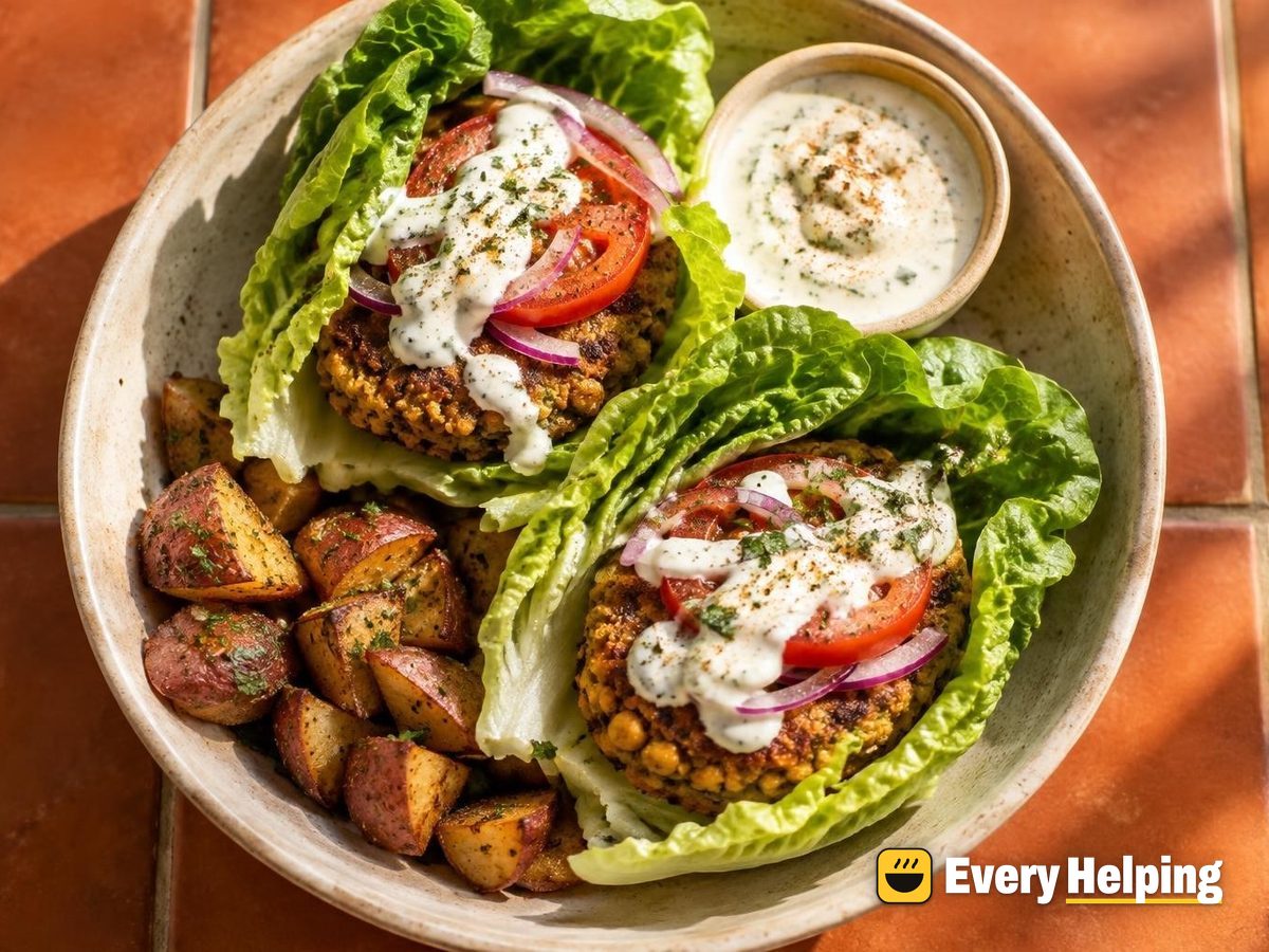Smoky Chickpea Smash Burgers, Lettuce-Wrapped