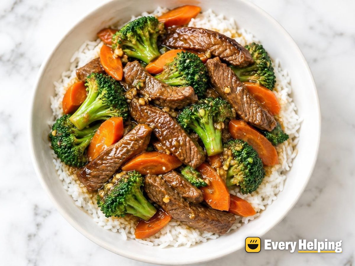Ginger Garlic Flank Steak with Broccoli and Carrots