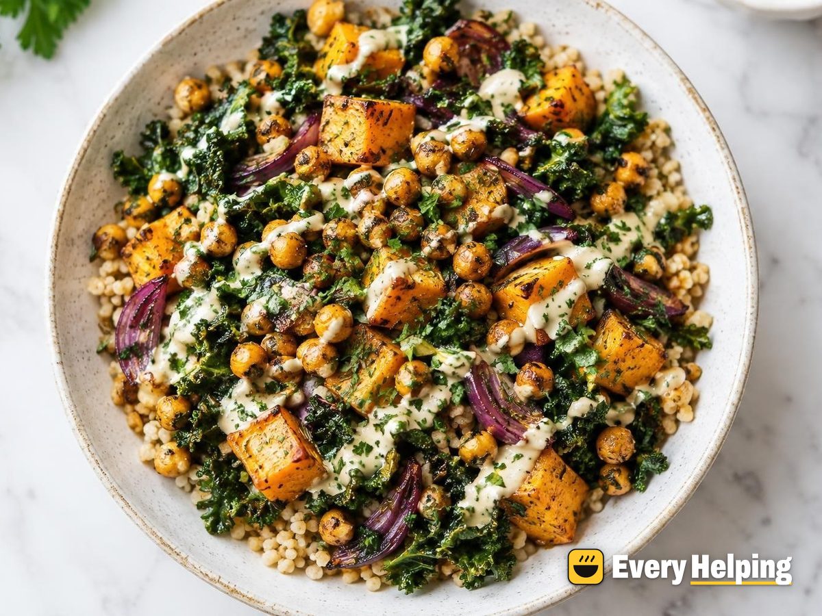 Roasted Chickpea Farro-Style Bulgur Bowls