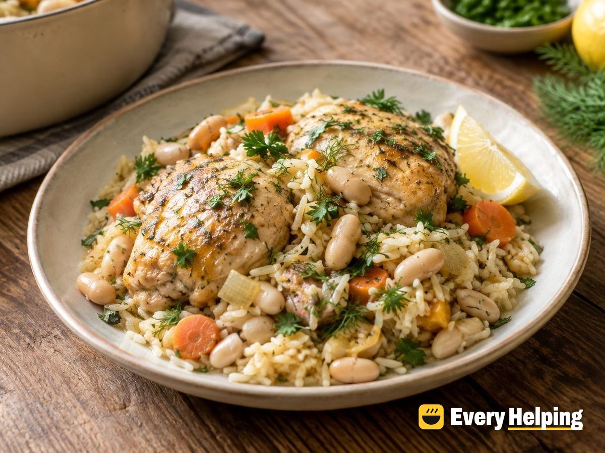 Lemon Herb Chicken and White Bean Pilaf