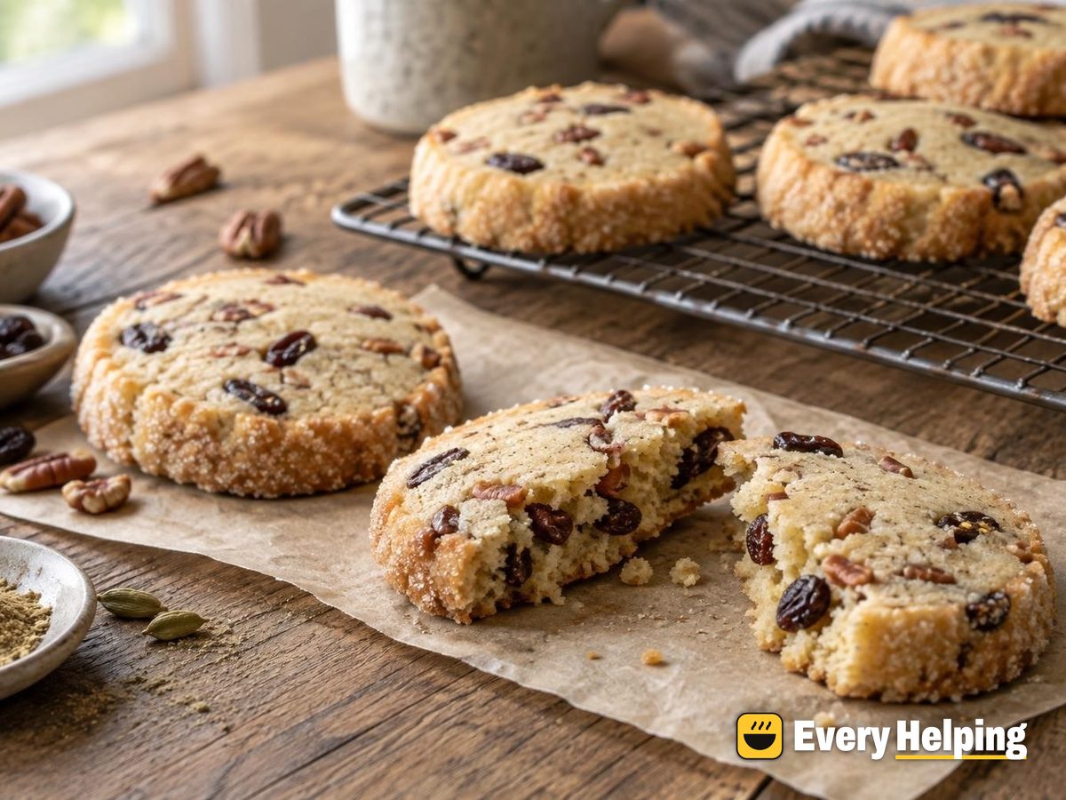 Cardamom Pecan Raisin Slice-and-Bake Shortbread