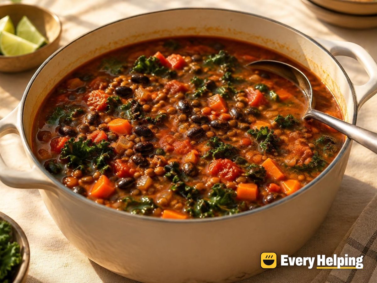 Smoky Tomato Black Bean Soup with Kale