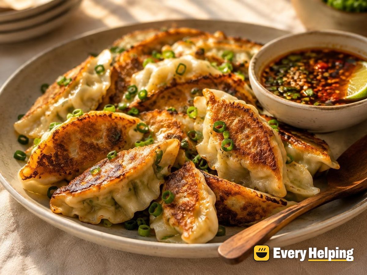 Tofu, Mushroom and Carrot Potstickers with Chili Lime Dip