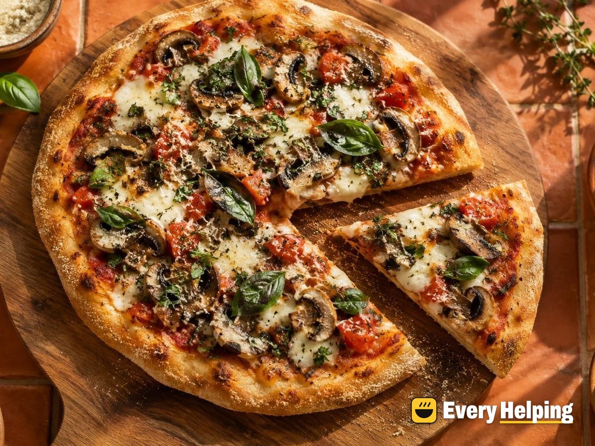 Mushroom Thyme Flatbread Pizzas with Basil