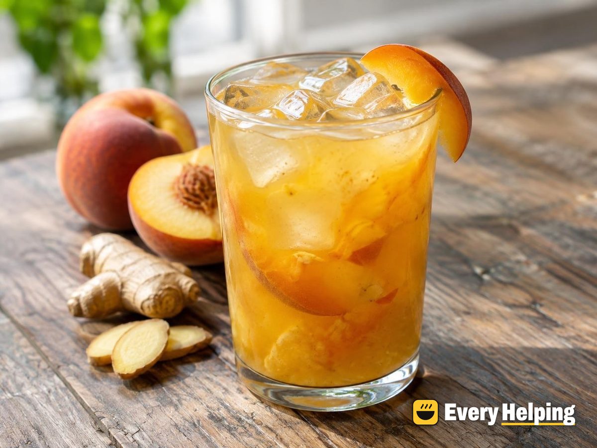 Iced Vanilla Peach Green Tea with Ginger