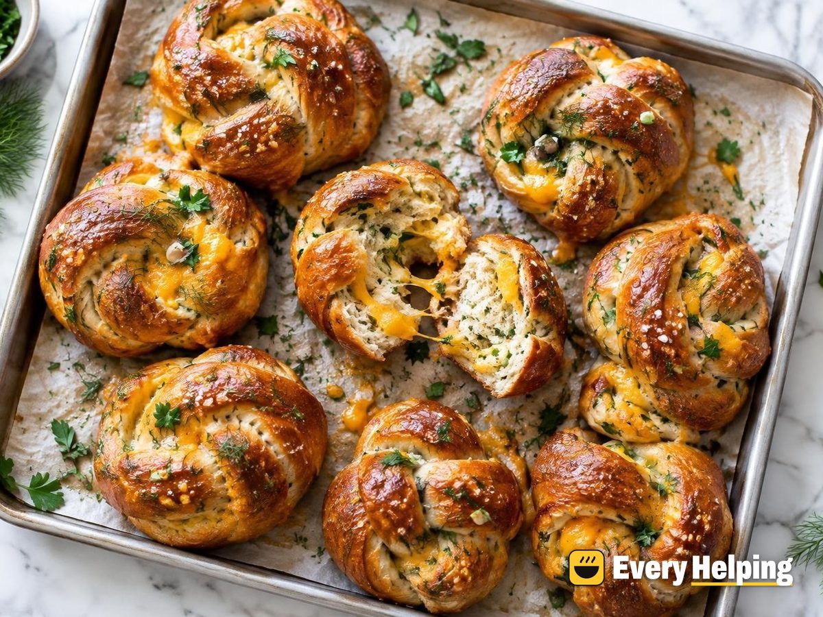Cheddar Dill Pretzel Knots with Parsley