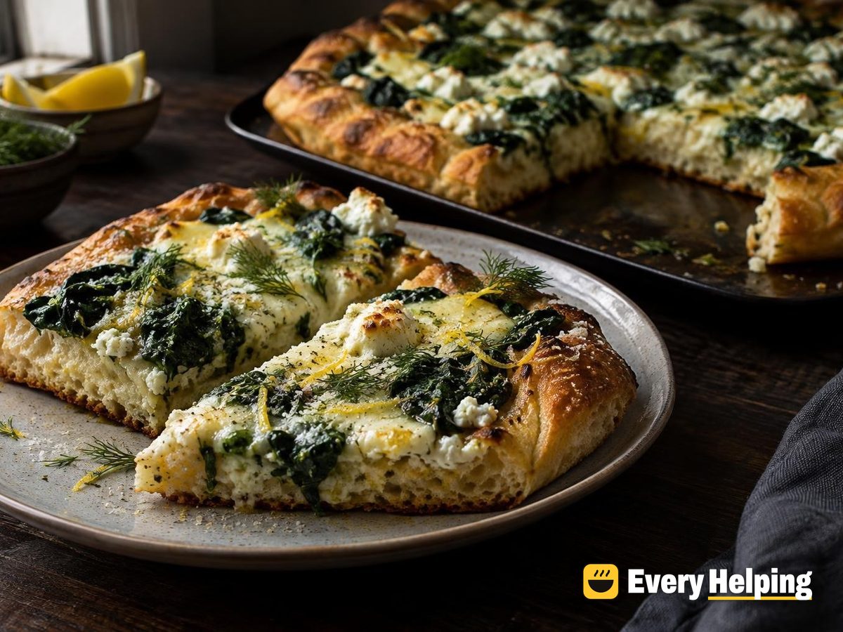 Dill Ricotta Spinach Pan Pizzas with Lemon