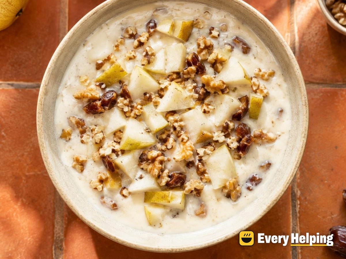 Pourable Vanilla-Date Yogurt with Pear and Walnuts