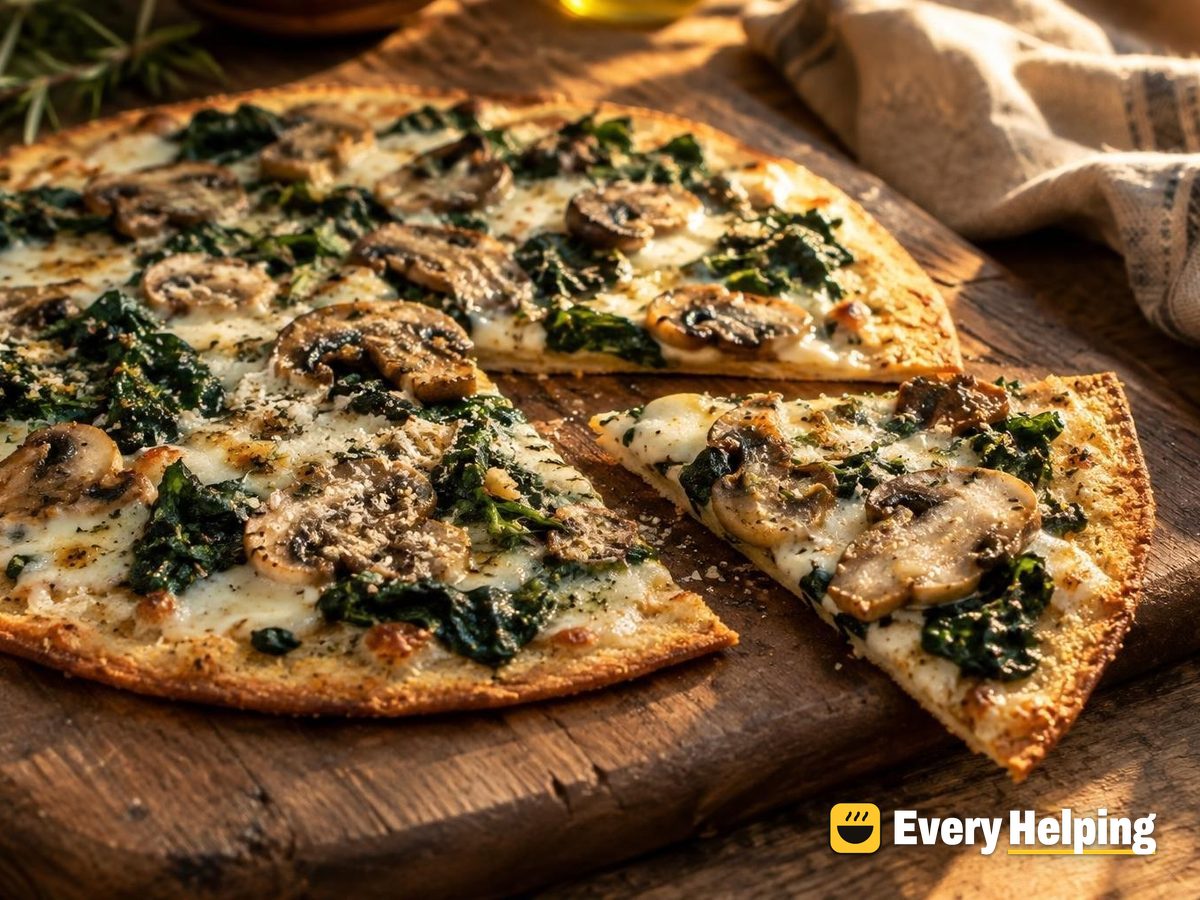 Rosemary Garlic Spinach Pizzas with Mushrooms