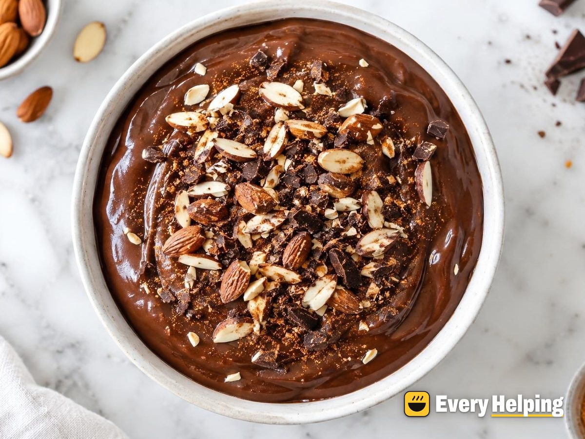 Coconut Chocolate Pudding with Toasted Almonds