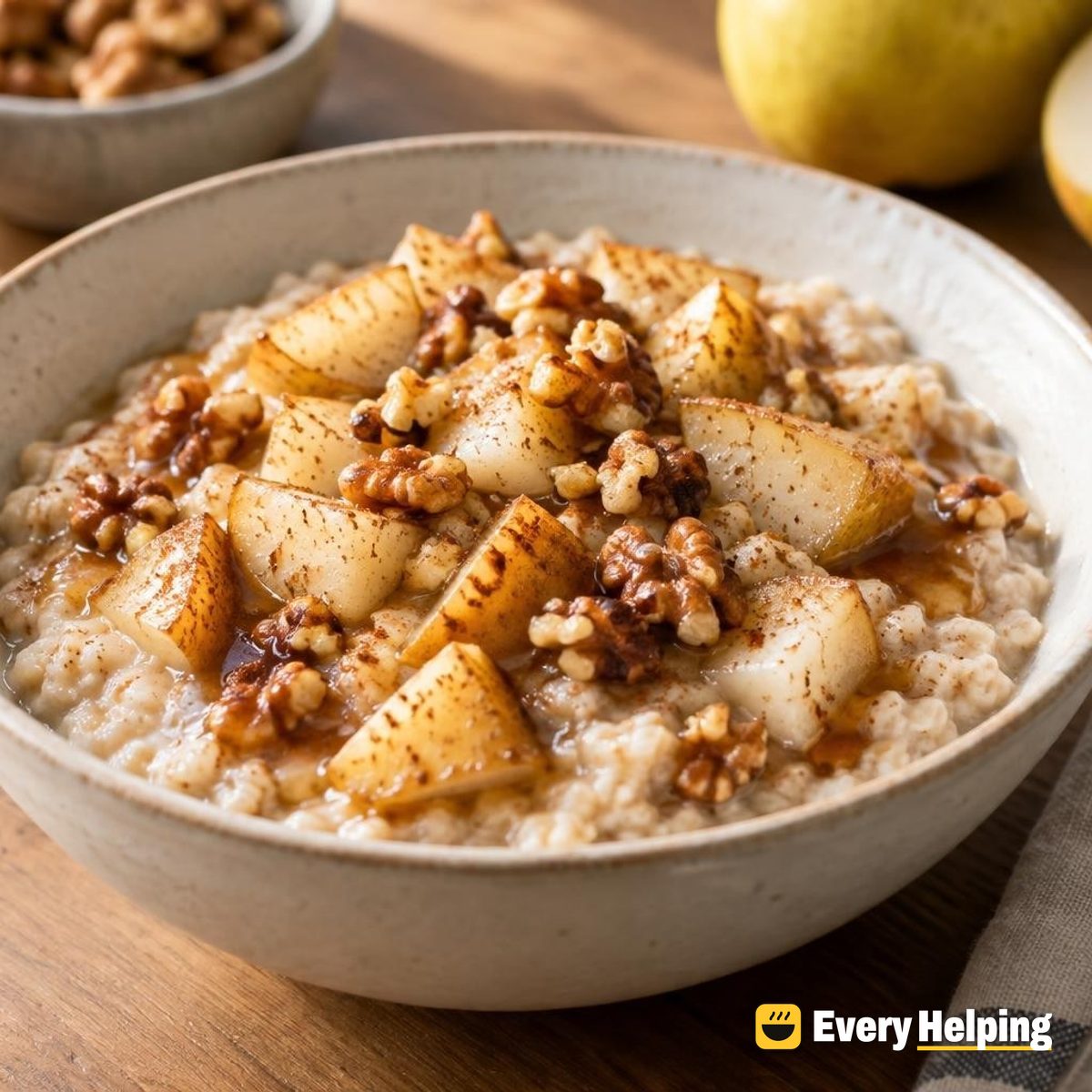 Maple Pear Walnut Oatmeal Bowls