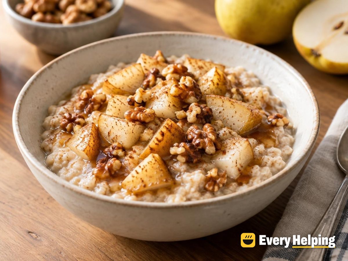 Maple Pear Walnut Oatmeal Bowls