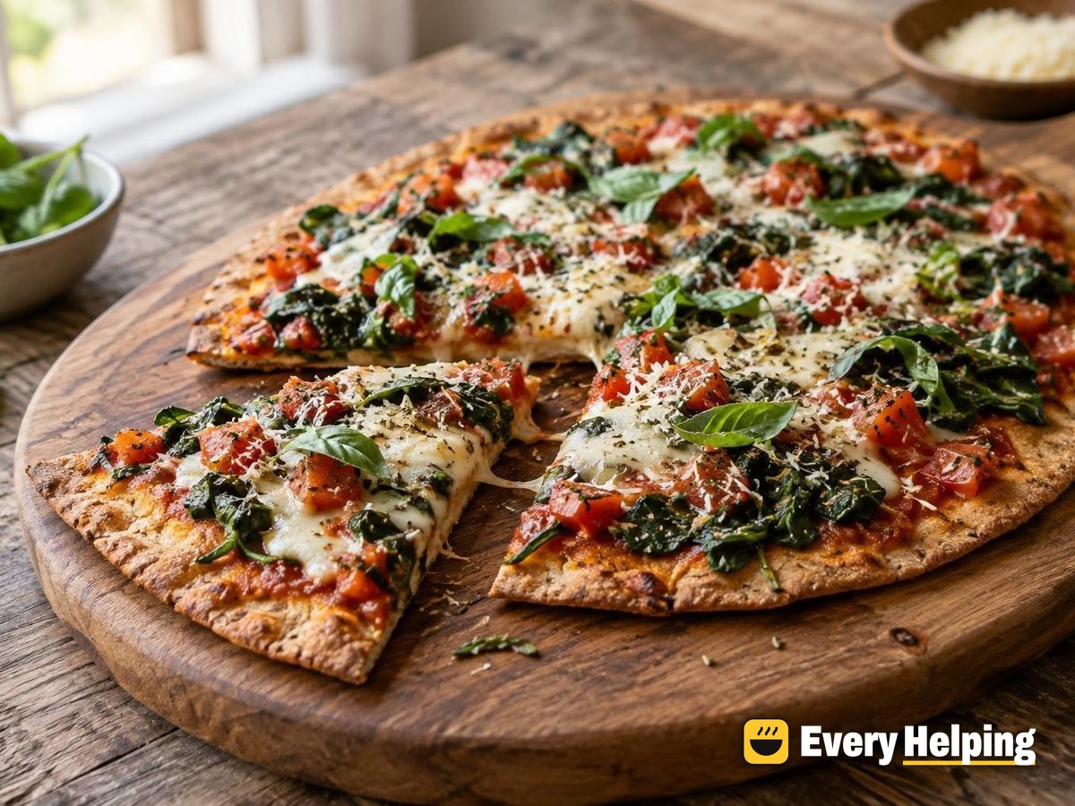 Garlic-Spinach Flatbread Pizzas with Herbed Tomato Sauce