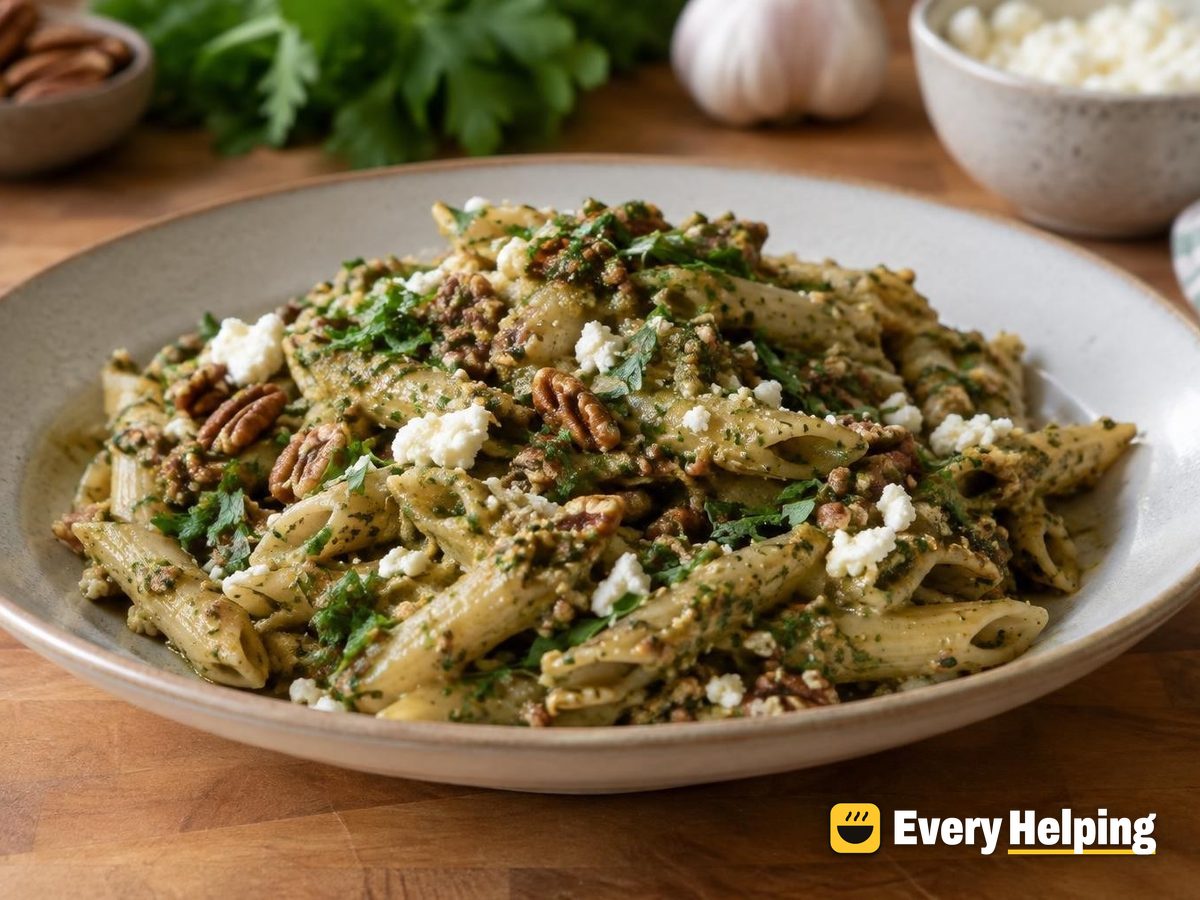 Roasted Garlic Pecan Pesto with Mint and Feta