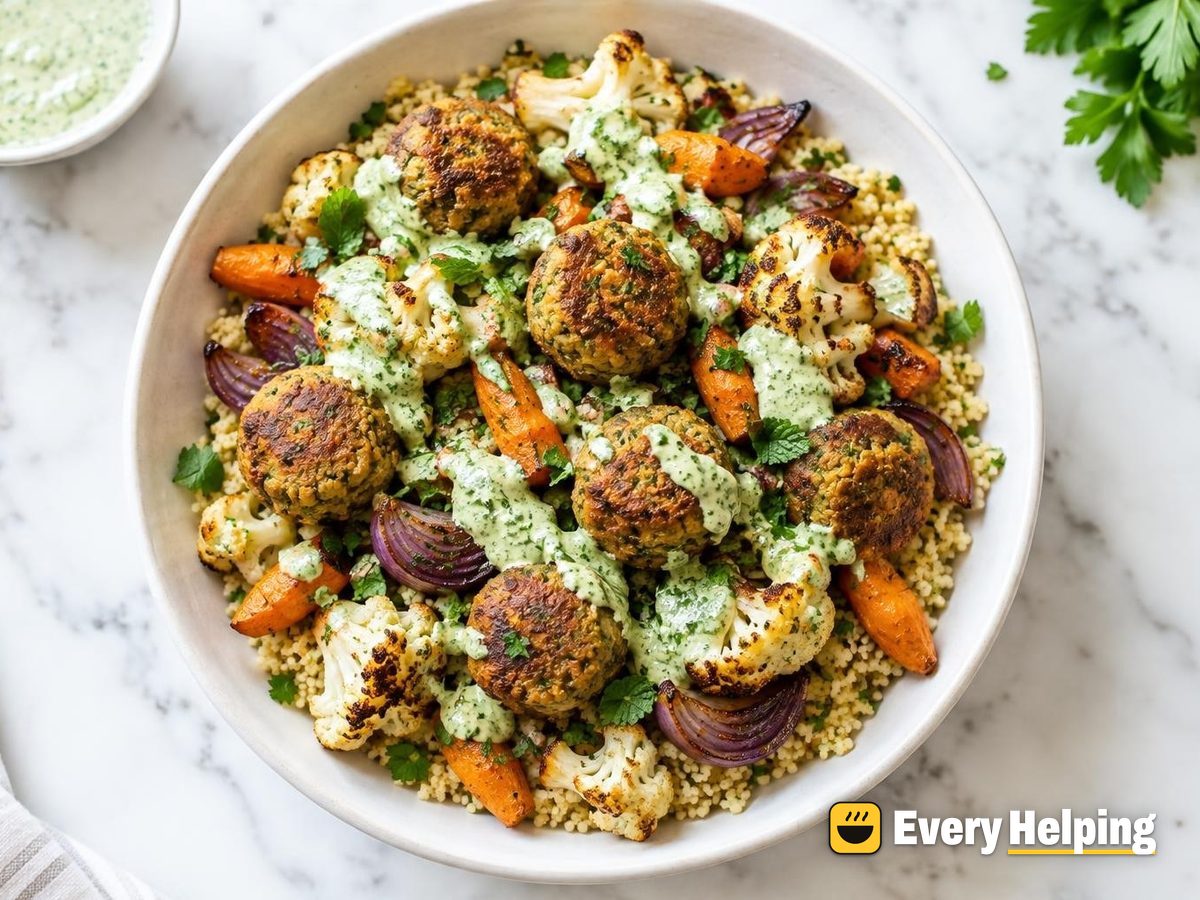 Chickpea Falafel Balls with Herb Tahini Sauce
