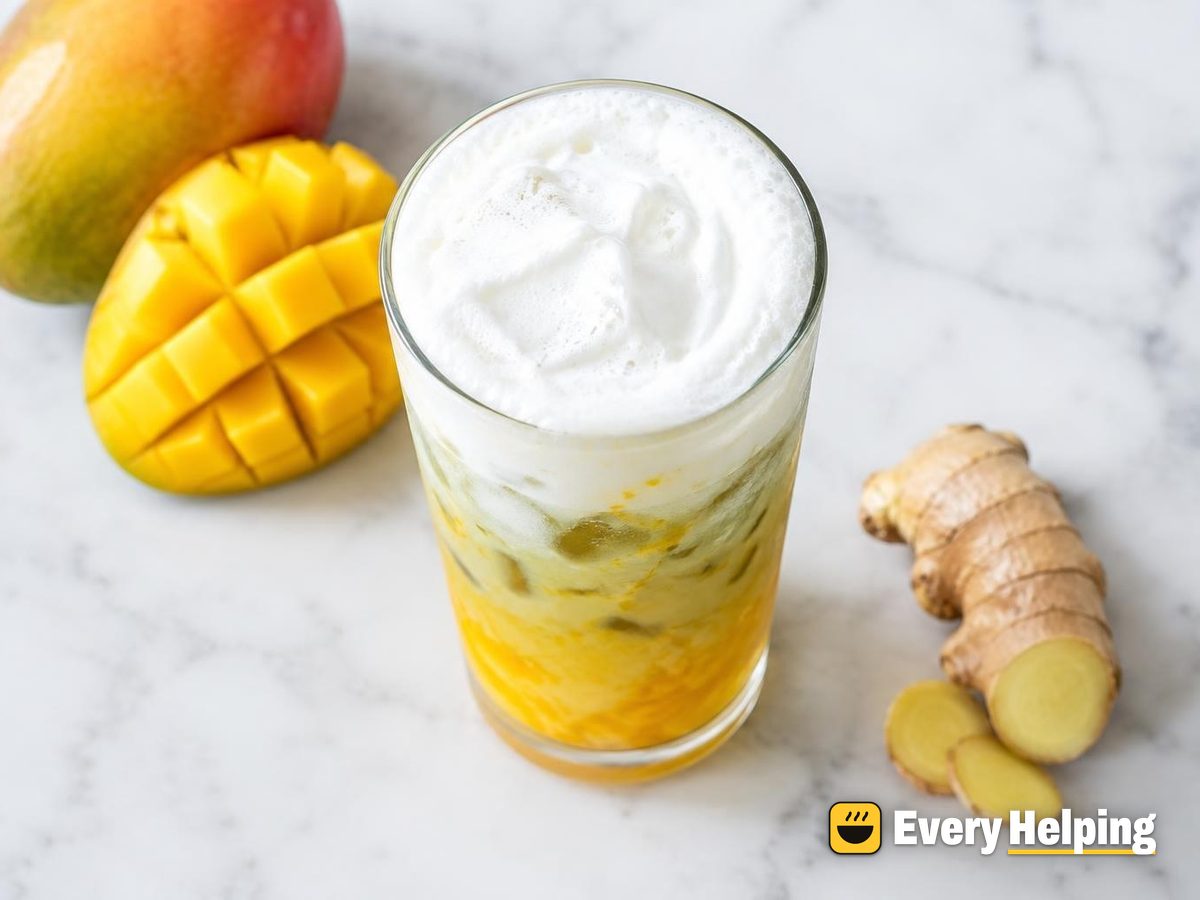 Iced Ginger-Mango Green Tea Latte with Cold Foam