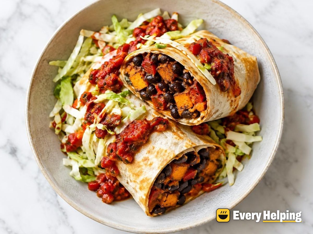 Smoky Black Bean Burritos with Roasted Pepper Salsa