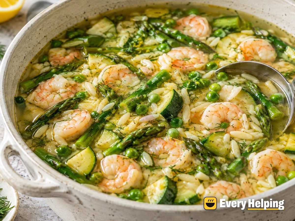 Lemony Shrimp and Spring Vegetable Orzo Soup