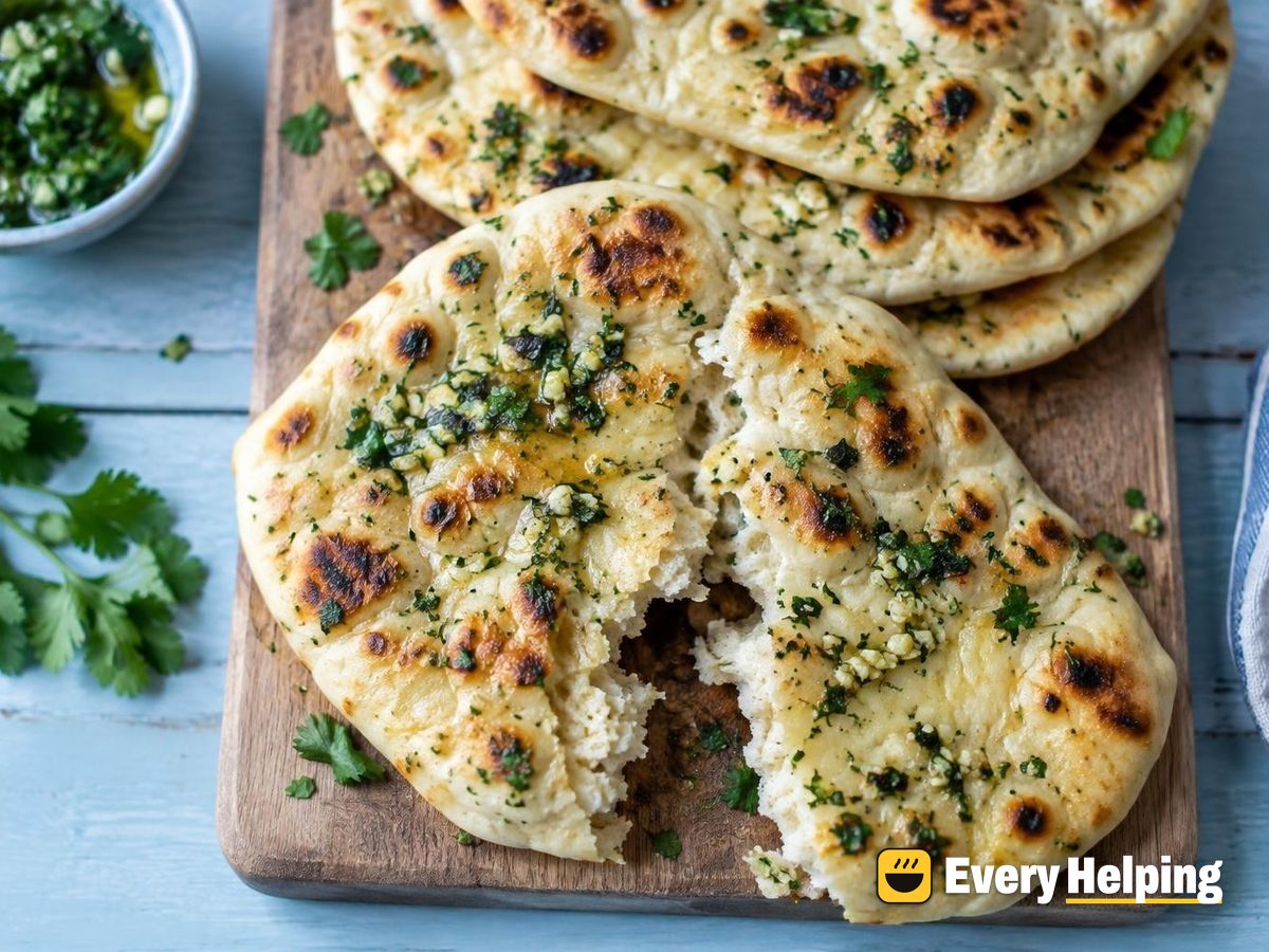 Garlic Yogurt Skillet Naan with Cilantro