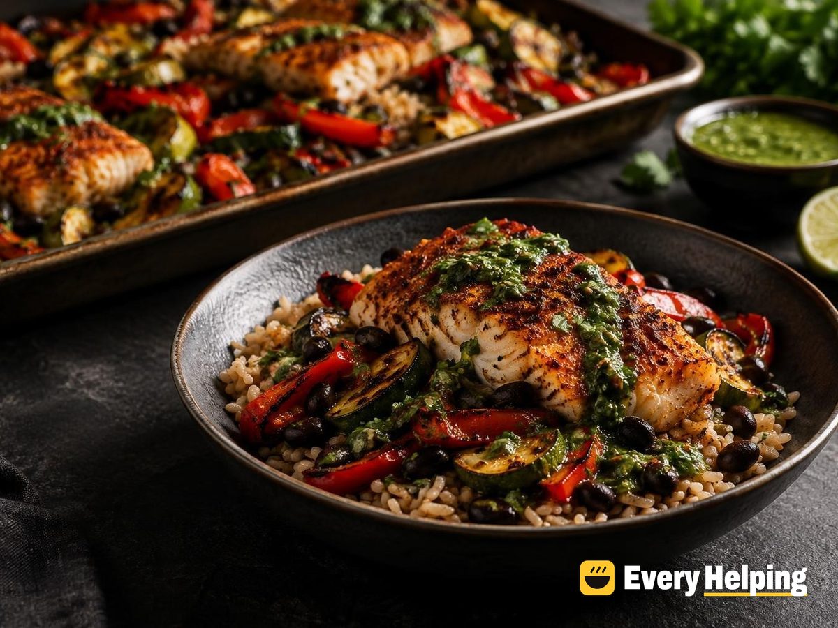 Roasted Cod and Veggie Brown Rice Bowls