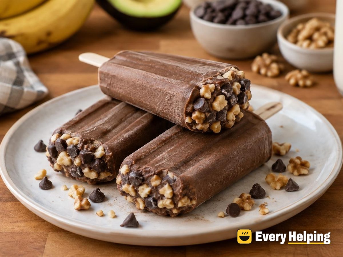 Chocolate Banana Fudge Pops with Walnut Crunch