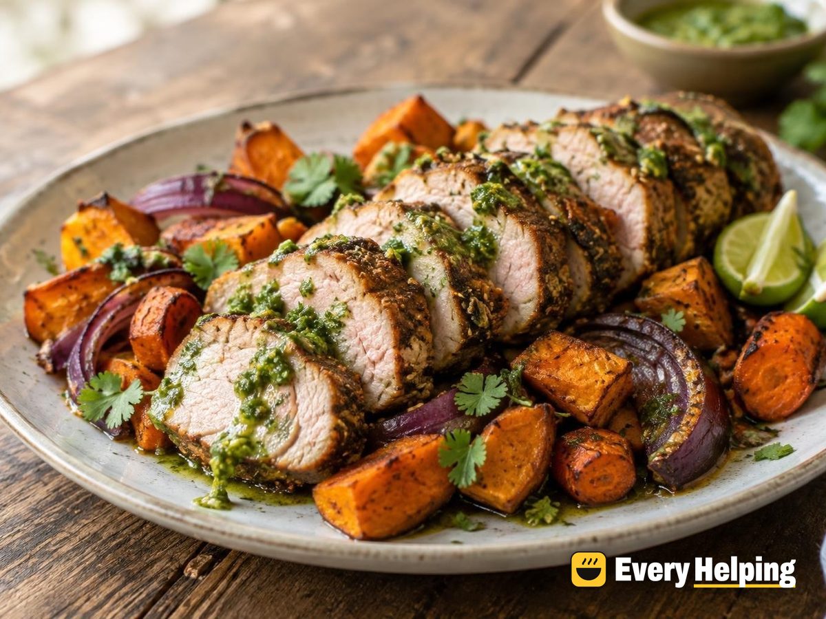 Cumin-Coriander Roast Pork Tenderloin with Root Vegetables