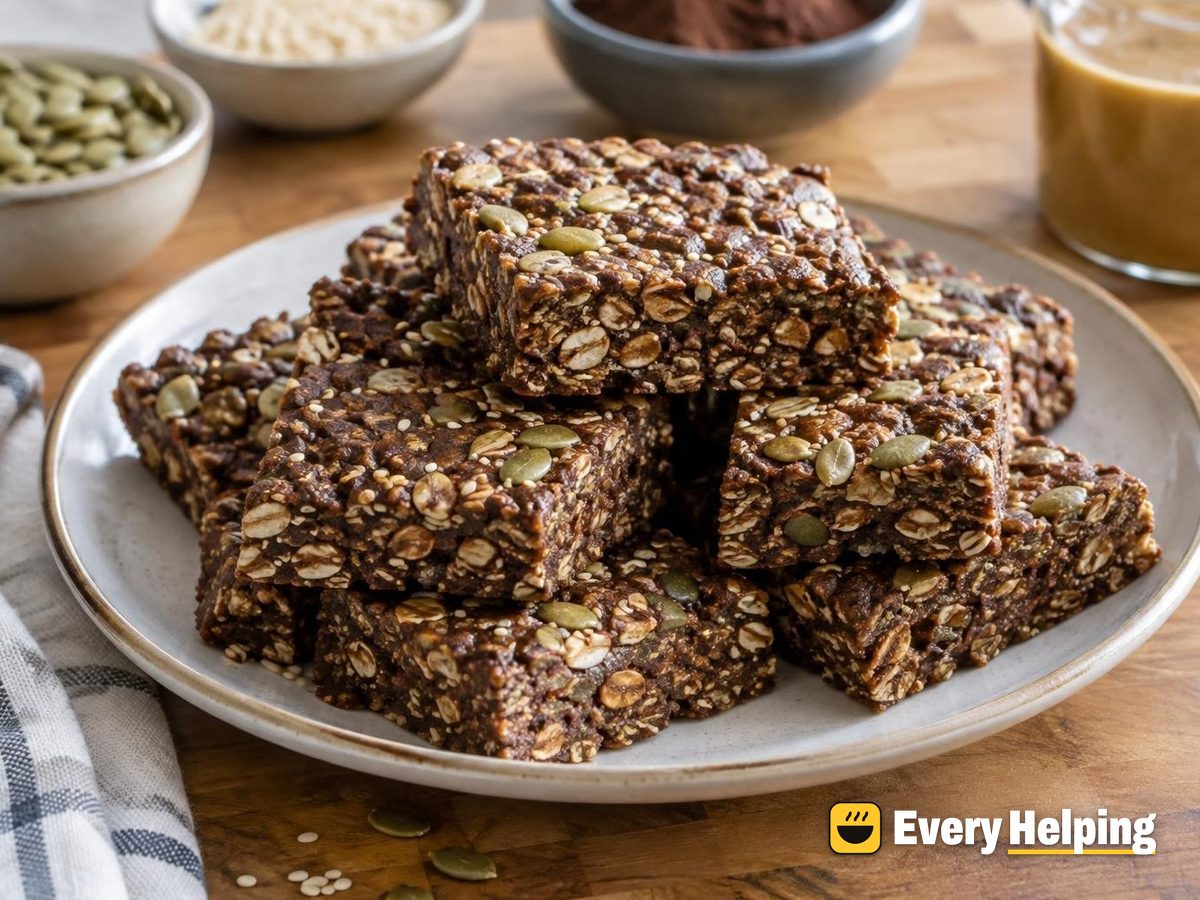 Cocoa Tahini Sesame Oat Bars