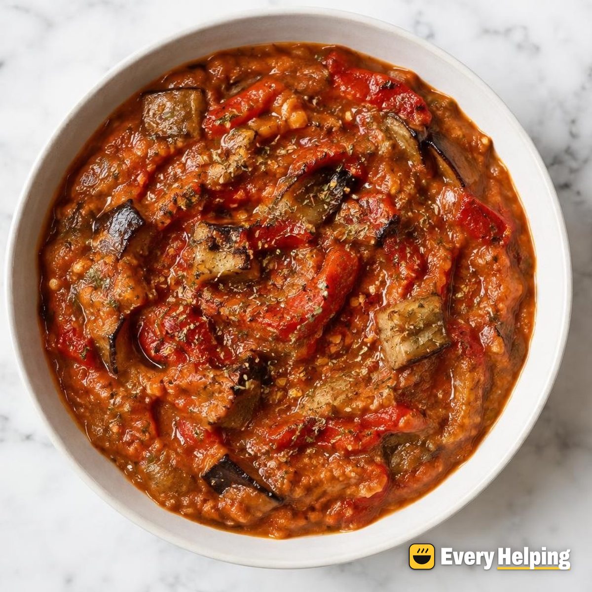 Roasted Pepper Eggplant Pizza Sauce with Oregano