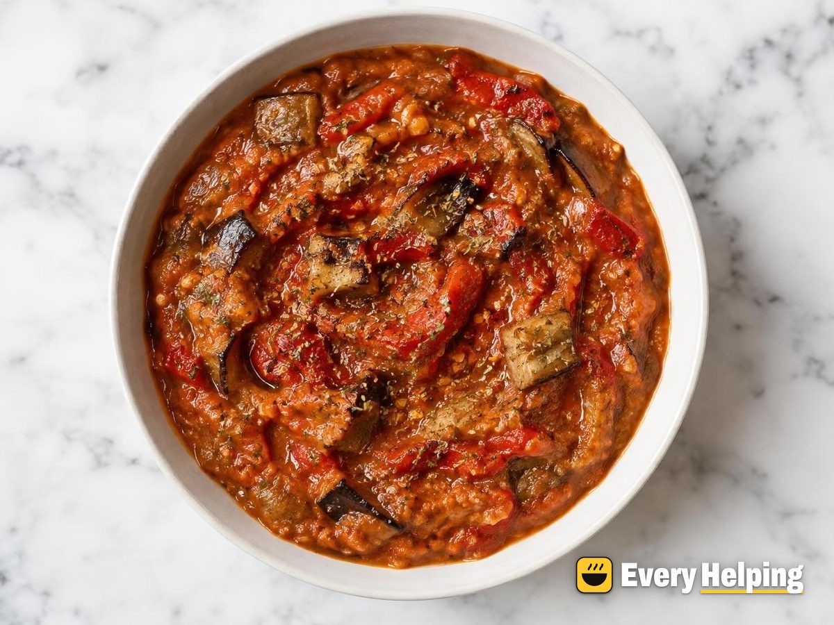 Roasted Pepper Eggplant Pizza Sauce with Oregano