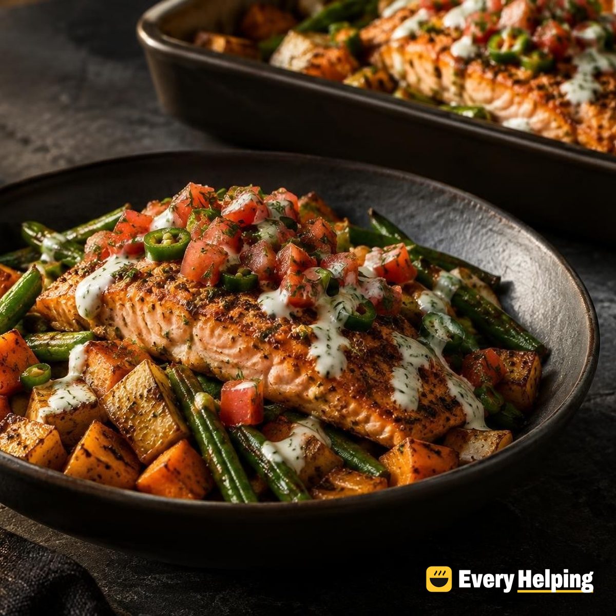 Cumin Salmon Bowls with Roasted Sweet Potatoes