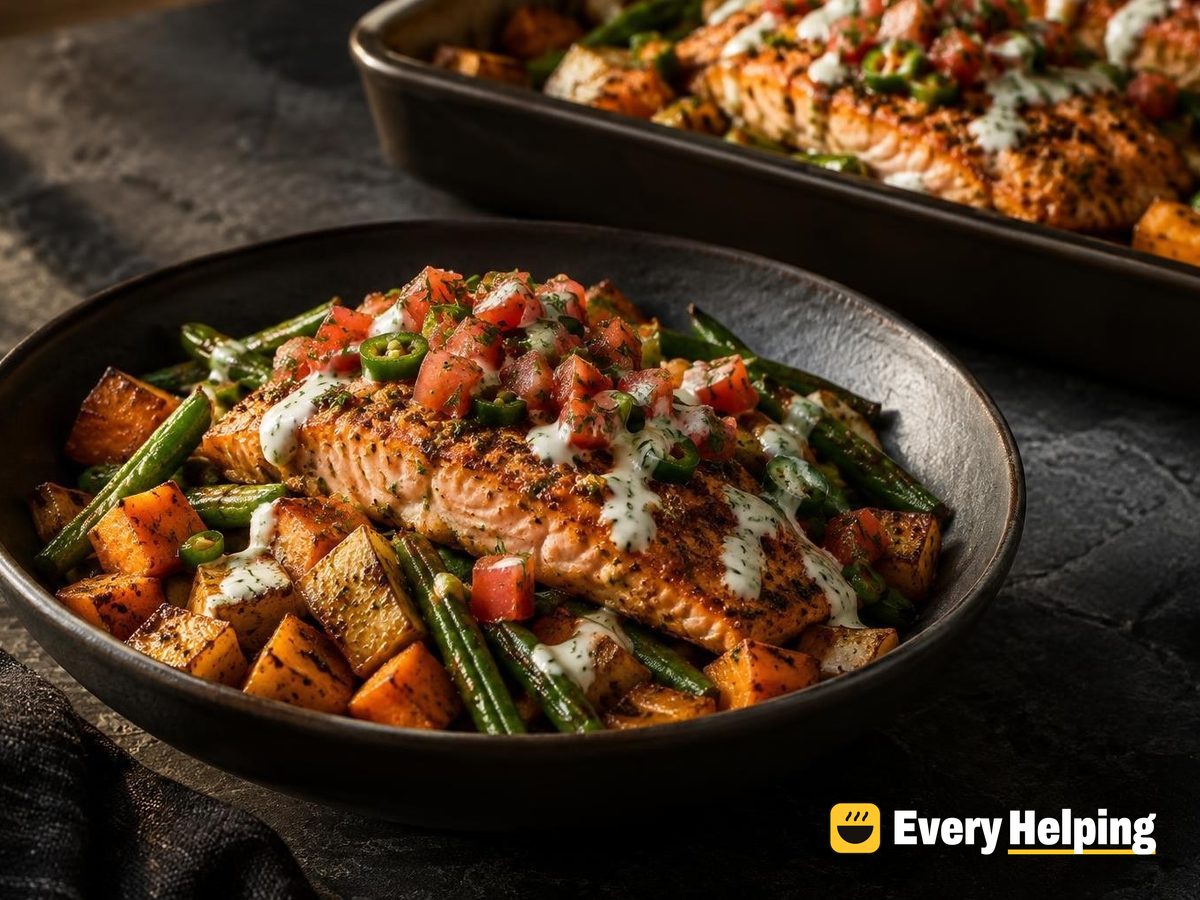 Cumin Salmon Bowls with Roasted Sweet Potatoes