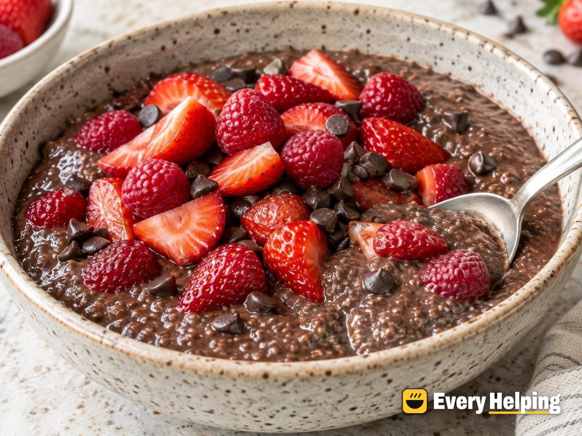 Chocolate Vanilla Chia Pudding with Berries