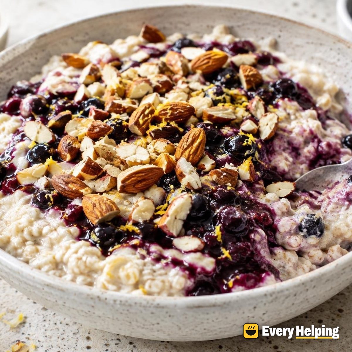 Blueberry Compote Vanilla Overnight Oats with Almonds