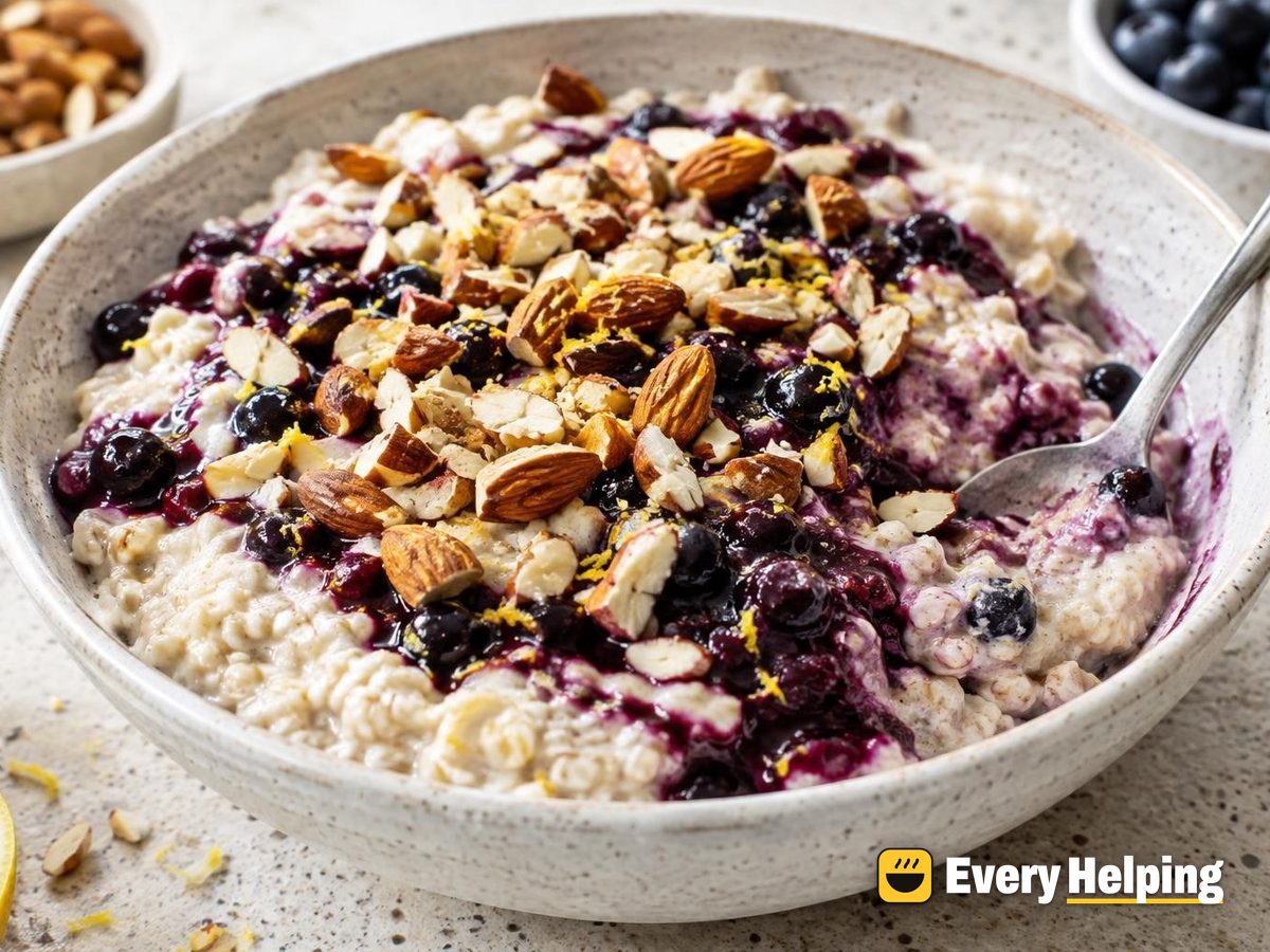 Blueberry Compote Vanilla Overnight Oats with Almonds