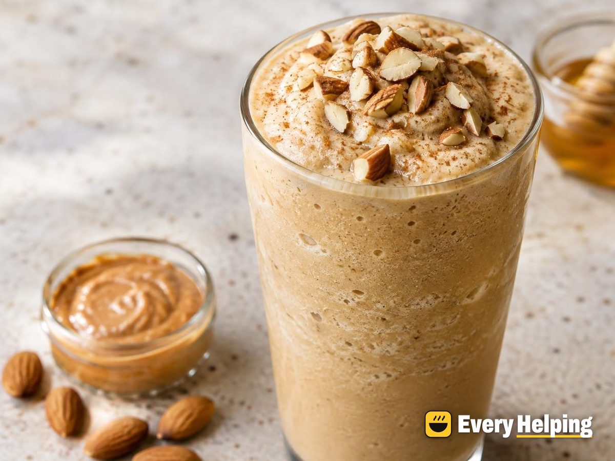 Blended Almond Butter Honey Coffee Frappé