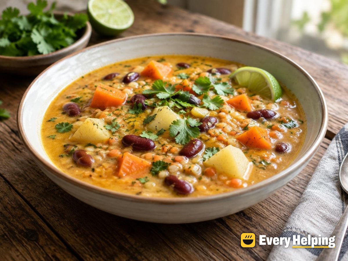 Ginger Red Lentil and Kidney Bean Coconut Soup