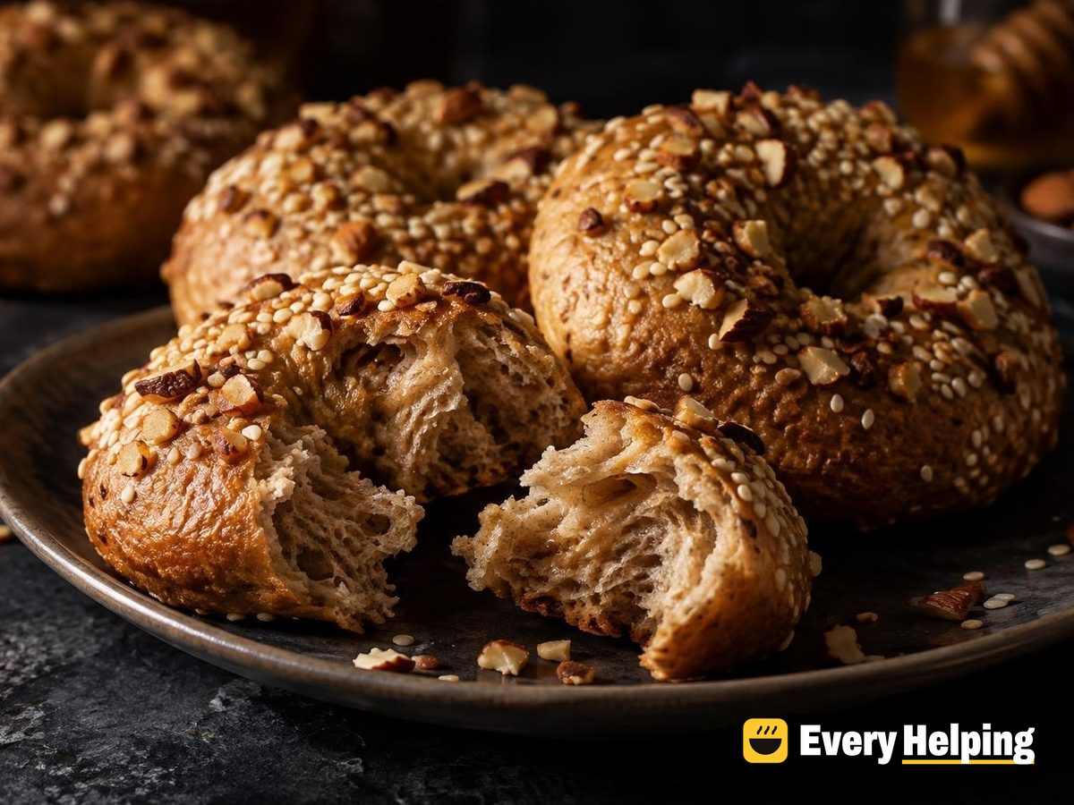 Almond Butter Sesame Whole Wheat Bagels